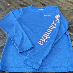 Boys Columbia Blue Long Sleeve Shirt Sz M